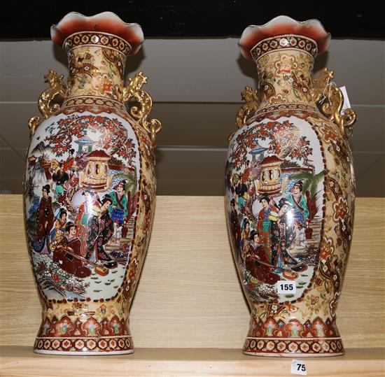 A pair of modern Satsuma two handled vases, height 63cm